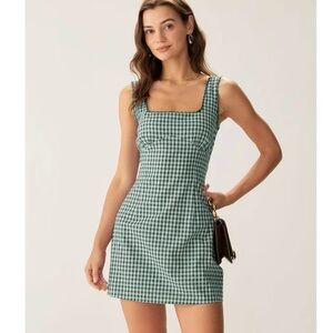 RIHOAS Green Checkered Mini Dress